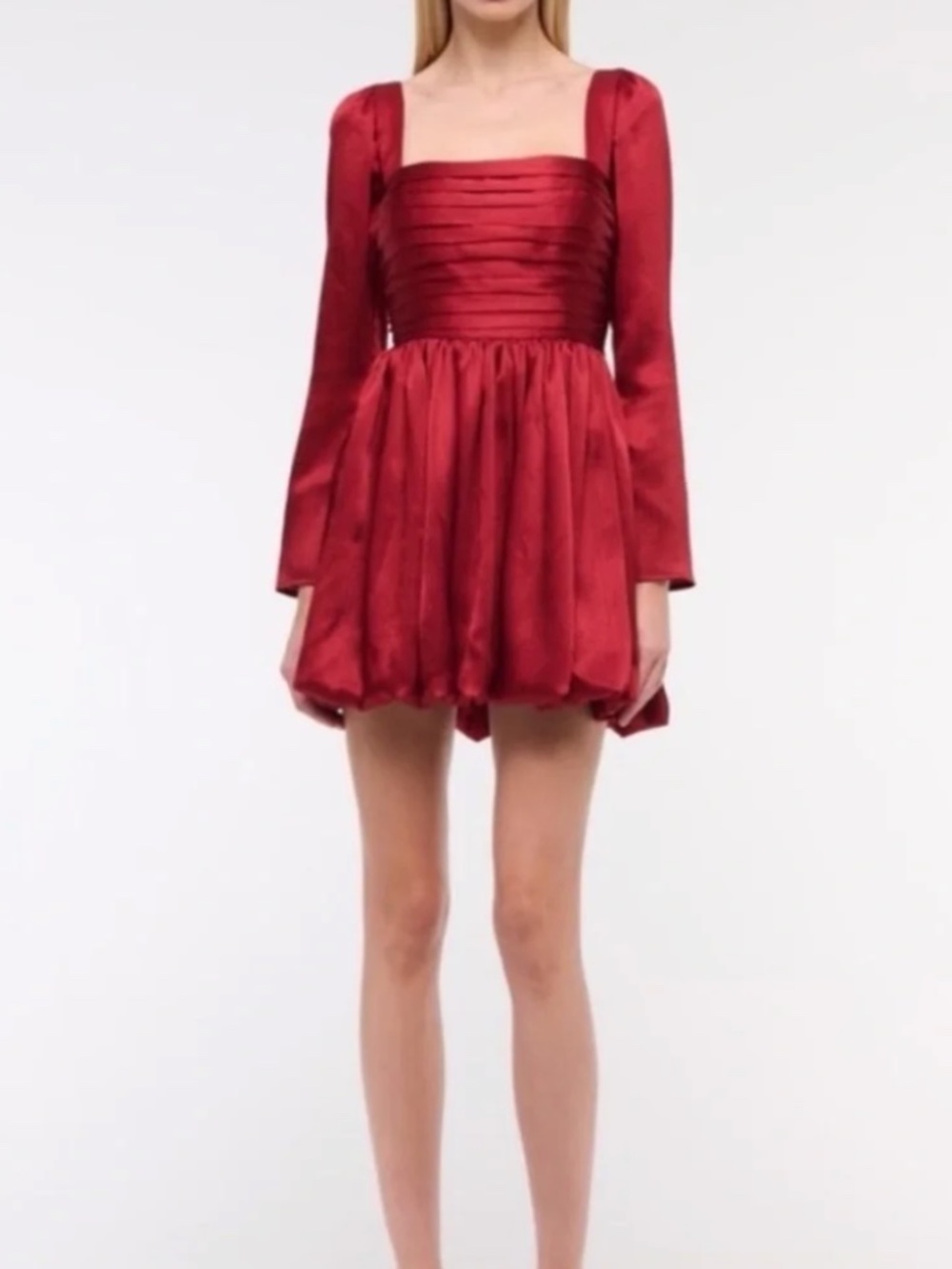 Abercrombie and Fitch The A&F Emerson Bubble Hem Satin Mini Dress XL Tall